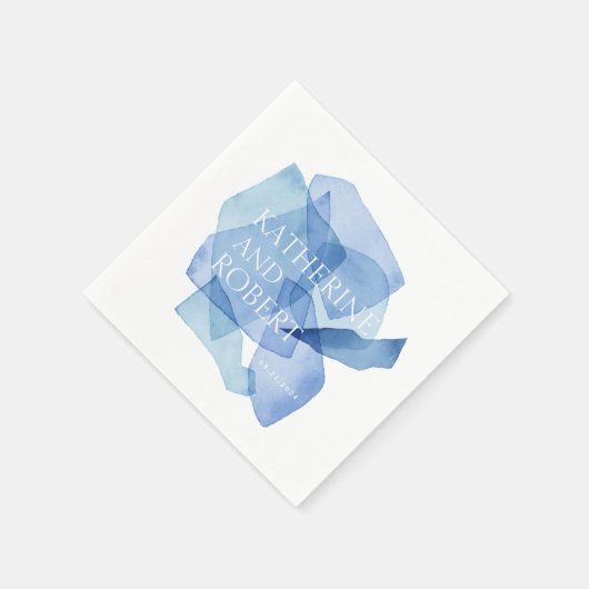 Moderne Waterverf Vormen Bruiloft Monogram Servet (Hoek)