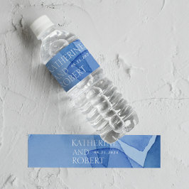 Moderne Waterverf Vormen Bruiloft Monogram Waterfles Etiket