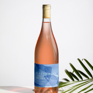 Moderne Waterverf Vormen Bruiloft Monogram Wijn Etiket