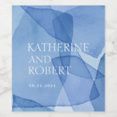 Moderne Waterverf Vormen Bruiloft Monogram Wijn Etiket (Enkel label)