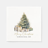 Moderne Waterverf Vrolijke Kerstboom Servet (Voorkant)