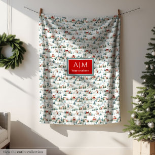 Moderne waterverf vrolijke kerstcadeaudeken fleece deken