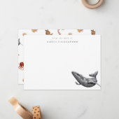 Moderne Waterverf walvis gepersonaliseerd Notitiekaartje (Voorkant / Achterkant in situ)