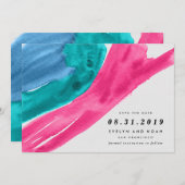 Moderne Waterverf warm roze sparen de Datum Save The Date (Voorkant / Achterkant)