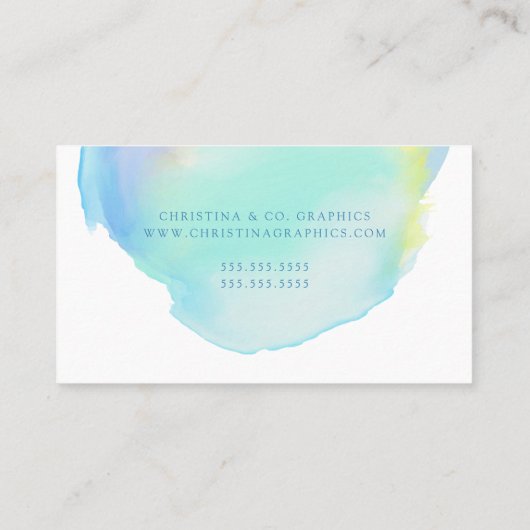 Moderne Waterverf was blauw en groen Visitekaartje (Achterkant)