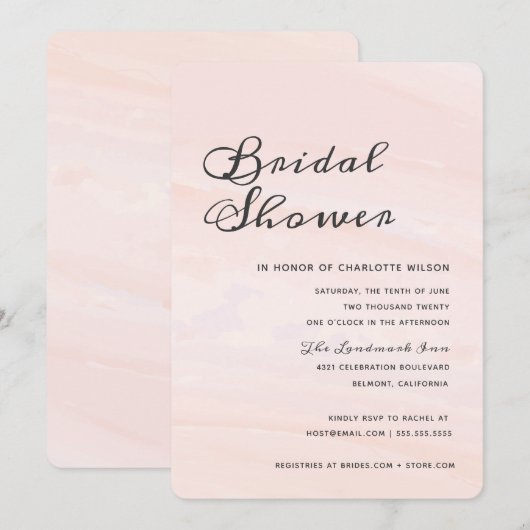 Moderne Waterverf was Vrijgezellenfeest | Blush Kaart (Voorkant / Achterkant)