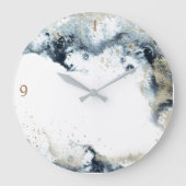 Moderne Waterverf Waves Gouden Acryl Wandklok (Voorkant)