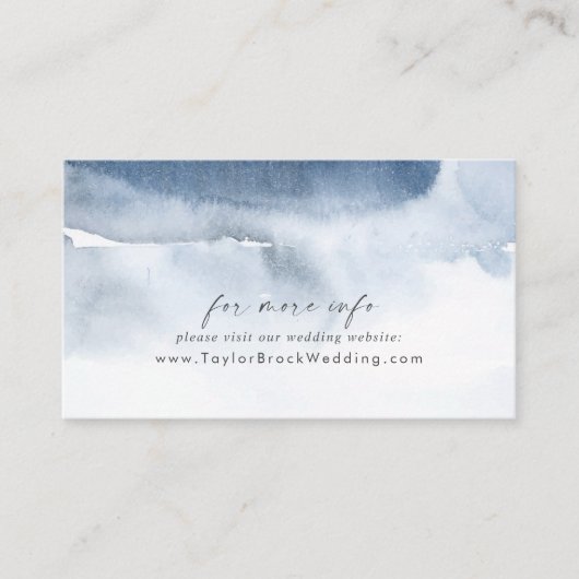 Moderne Waterverf | Website met een blauwe bruilof Informatiekaartje (Voorkant)