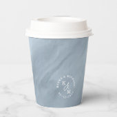 Moderne Waterverf Wedding Dusty Blue ID816 Papieren Bekers (Achterkant)