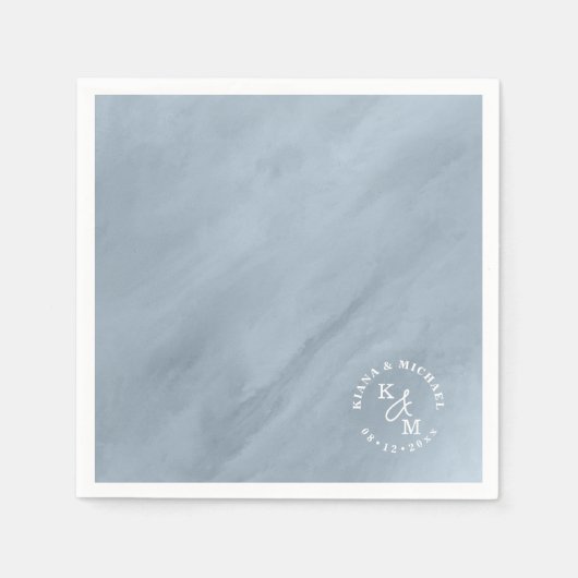 Moderne Waterverf Wedding Dusty Blue ID816 Servet (Voorkant)