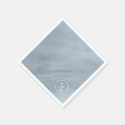 Moderne Waterverf Wedding Dusty Blue ID816 Servet (Hoek)