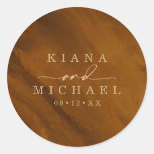Moderne Waterverf Wedding Gold ID816 Ronde Sticker
