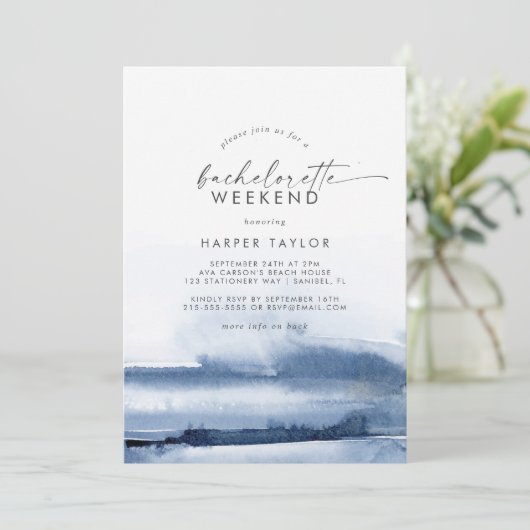 Moderne Waterverf | Weekend Blue Bachelorette Kaart (Staand voorkant)