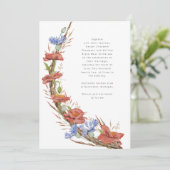 Moderne waterverf weidebloemen gras bruiloft kaart (Staand voorkant)