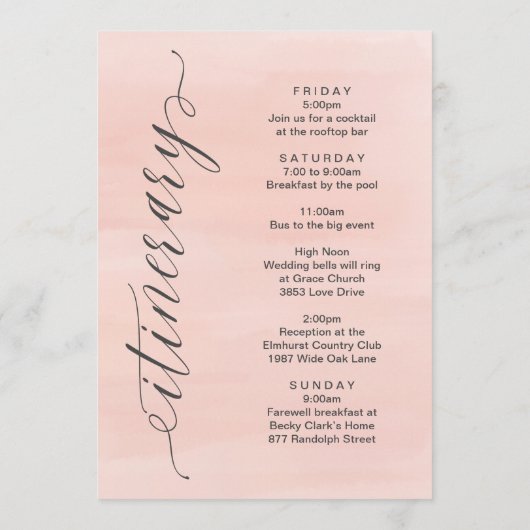 Moderne Waterverf — Welkomstbrief en reiskaart Programmakaart (Achterkant)