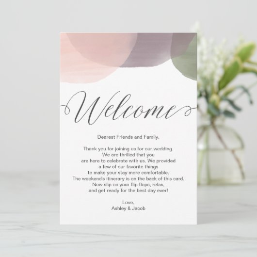 Moderne Waterverf — Welkomstbrief en reiskaart Programmakaart (Staand voorkant)