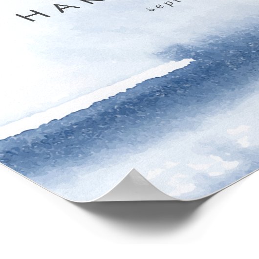 Moderne Waterverf | WelkomstPoster voor blauwe bru Poster (Hoek)