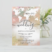 Moderne Waterverf Wereldkaart bestemming Kaart (Staand voorkant)