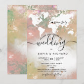 Moderne Waterverf Wereldkaart bestemming Kaart (Voorkant / Achterkant)