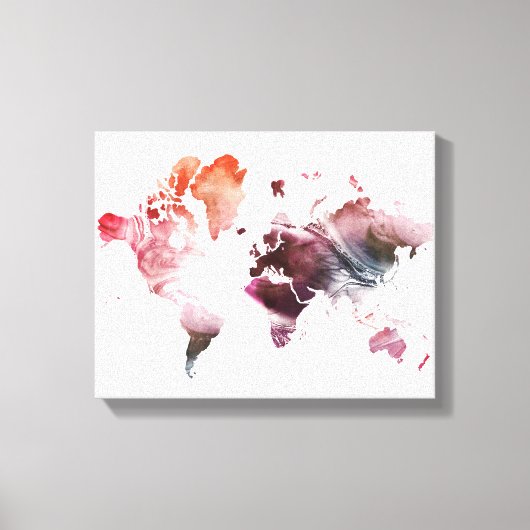 Moderne Waterverf Wereldkaart Canvas Afdruk (Voorkant)