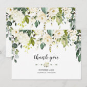 Moderne Waterverf White Floral Wedding Bedankt (Voorkant / Achterkant)
