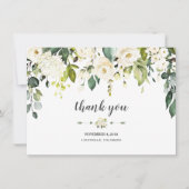 Moderne Waterverf White Floral Wedding Bedankt (Voorkant)