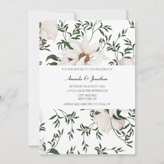 Moderne Waterverf White Roses Wedding Invitation Kaart (Voorkant)