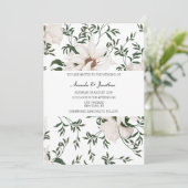 Moderne Waterverf White Roses Wedding Invitation Kaart (Staand voorkant)