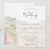 Moderne Waterverf Wijngaard Wijnmakerij Bruiloft Kaart (Voorkant / Achterkant)