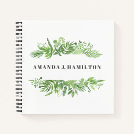 Moderne Waterverf wild beadow green foliage Notitieboek