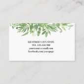 Moderne Waterverf wild beadow green foliage Visitekaartje (Achterkant)