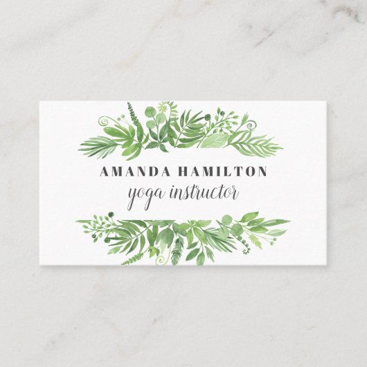 Moderne Waterverf wild beadow green foliage Visitekaartje (Voorkant)