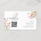 Moderne Waterverf Wild Floral QR Code Visitekaartje (Achterkant)