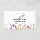 Moderne Waterverf Wild Floral QR Code Visitekaartje (Voorkant)