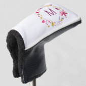 Moderne Waterverf Wild Flower Monogram Golfheadcover (3/4 voorkant)