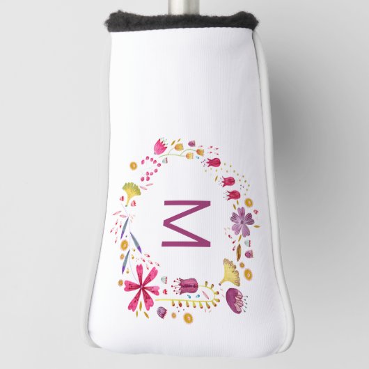 Moderne Waterverf Wild Flower Monogram Golfheadcover (Draai 90)
