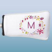 Moderne Waterverf Wild Flower Monogram Golfheadcover