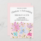 Moderne Waterverf Wildbloemen Illustratie Aankondiging (Voorkant / Achterkant)