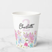 Moderne Waterverf Wildbloemen monogrammen Papieren Bekers (Achterkant)