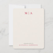 Moderne Waterverf Wildbloemen Roze Monogram & Naam Notitiekaartje (Voorkant)