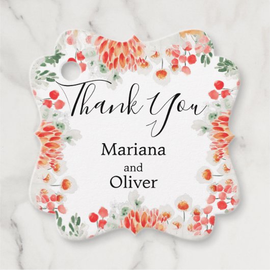 Moderne Waterverf Wildbloemen Trendy Floral Bedankjes Labels (Voorkant)