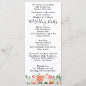 Moderne Waterverf Wildbloemen Weddenschap Programmakaart (Achterkant)