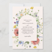 Moderne waterverf wilde bloem Boho bruiloft Kaart (Voorkant)