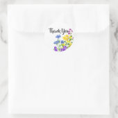 Moderne Waterverf Wilde Bloemen Dank u Ronde Sticker (Tas)