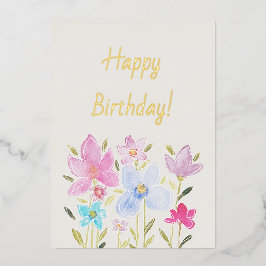 Moderne Waterverf Wilde Bloemen Folie Uitnodiging