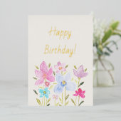 Moderne Waterverf Wilde Bloemen Folie Uitnodiging (Staand Voorkant)