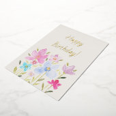 Moderne Waterverf Wilde Bloemen Folie Uitnodiging (Gedraaid)