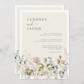 Moderne Waterverf wilde bloemen Kaart (Voorkant / Achterkant)