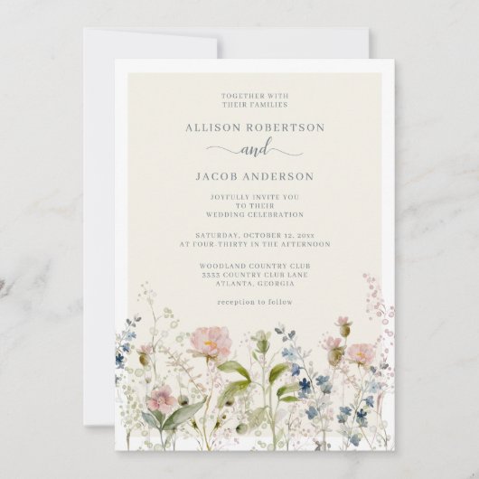 Moderne Waterverf wilde bloemen Kaart (Voorkant)