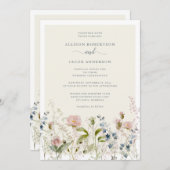 Moderne Waterverf wilde bloemen Kaart (Voorkant / Achterkant)